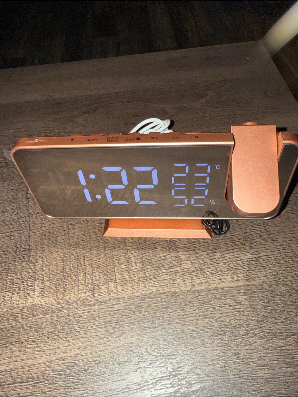 Digital Projection Alarm Clock - Copper LED Display - Picture 2 of 10
